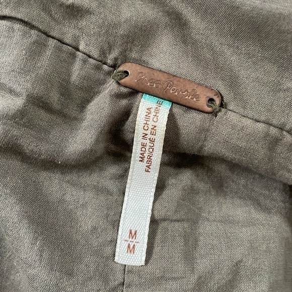 Free People Golden Quills Military Green Long Utility Coat Embroidered medium - Picture 8 of 14